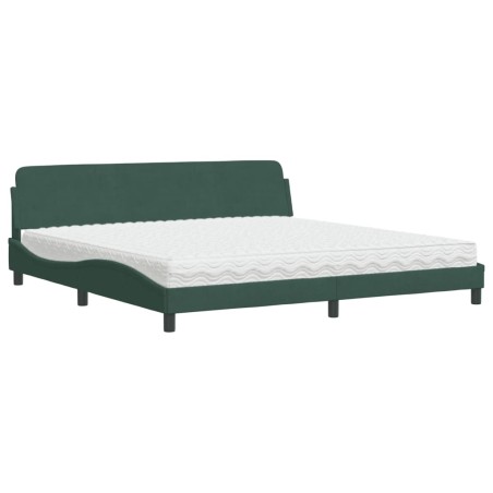vidaXL Bett mit Matratze Dunkelgrün 200x200 cm Samt