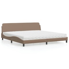 vidaXL Bett mit Matratze Cappuccino-Braun 200x200 cm Kunstleder