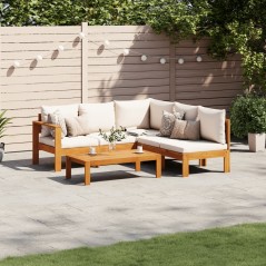 vidaXL 4-tlg. Garten-Sofagarnitur mit Kissen Massivholz Akazie