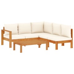 vidaXL 4-tlg. Garten-Sofagarnitur mit Kissen Massivholz Akazie