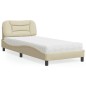 vidaXL Bett mit Matratze Creme 90x190 cm Stoff vidaXL Bett mit Matratze Creme 90x190 cm Stoff