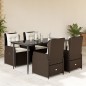 vidaXL 5-tlg. Garten-Essgruppe mit Kissen Braun Poly Rattan vidaXL 5-tlg. Garten-Essgruppe mit Kissen Braun Poly Rattan