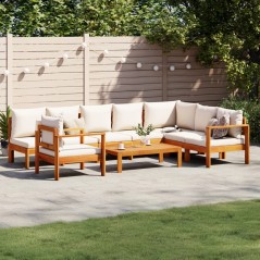 vidaXL 6-tlg. Garten-Sofagarnitur mit Kissen Massivholz Akazie