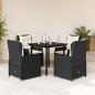 vidaXL 5-tlg. Garten-Essgruppe mit Kissen Schwarz Poly Rattan vidaXL 5-tlg. Garten-Essgruppe mit Kissen Schwarz Poly Rattan