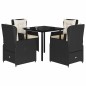 vidaXL 5-tlg. Garten-Essgruppe mit Kissen Schwarz Poly Rattan vidaXL 5-tlg. Garten-Essgruppe mit Kissen Schwarz Poly Rattan