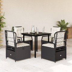 vidaXL 5-tlg. Garten-Essgruppe mit Kissen Schwarz Poly Rattan