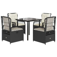vidaXL 5-tlg. Garten-Essgruppe mit Kissen Schwarz Poly Rattan