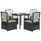 vidaXL 5-tlg. Garten-Essgruppe mit Kissen Schwarz Poly Rattan vidaXL 5-tlg. Garten-Essgruppe mit Kissen Schwarz Poly Rattan