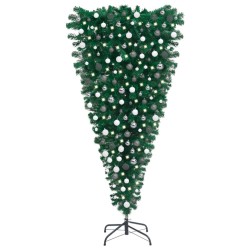 Künstlicher Weihnachtsbaum Kopfüber LEDs & Kugeln 210 cm