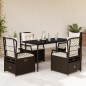 vidaXL 5-tlg. Garten-Essgruppe mit Kissen Braun Poly Rattan vidaXL 5-tlg. Garten-Essgruppe mit Kissen Braun Poly Rattan