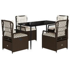 vidaXL 5-tlg. Garten-Essgruppe mit Kissen Braun Poly Rattan