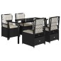 vidaXL 5-tlg. Garten-Essgruppe mit Kissen Schwarz Poly Rattan vidaXL 5-tlg. Garten-Essgruppe mit Kissen Schwarz Poly Rattan