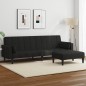 vidaXL Schlafsofa 2-Sitzer mit Fußhocker Schwarz Stoff vidaXL Schlafsofa 2-Sitzer mit Fußhocker Schwarz Stoff