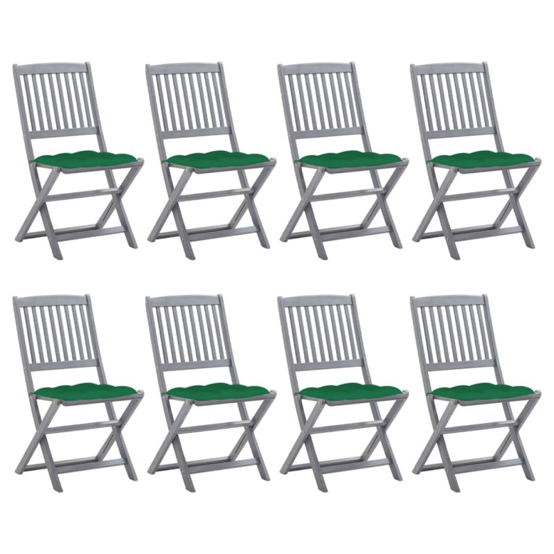 Klappbare Gartenstühle 8 Stk. mit Kissen Massivholz Akazie Klappbare Gartenstühle 8 Stk. mit Kissen Massivholz Akazie