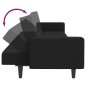 vidaXL Schlafsofa 2-Sitzer mit Fußhocker Schwarz Stoff vidaXL Schlafsofa 2-Sitzer mit Fußhocker Schwarz Stoff