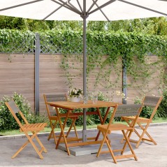 vidaXL 5-tlg. Garten-Essgruppe Polypropylen und Massivholz Grau