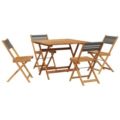 vidaXL 5-tlg. Garten-Essgruppe Polypropylen und Massivholz Grau