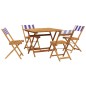 vidaXL 5-tlg. Garten-Essgruppe Stoff und Massivholz Blau und Weiß vidaXL 5-tlg. Garten-Essgruppe Stoff und Massivholz Blau und Weiß