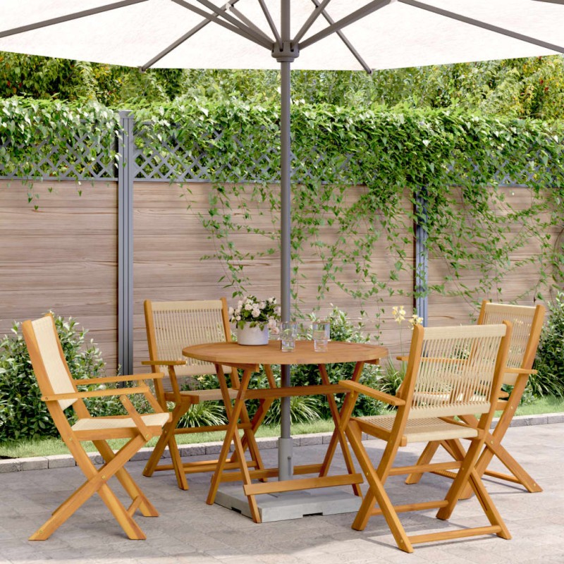 vidaXL 5-tlg. Garten-Essgruppe Polypropylen und Massivholz Beige vidaXL 5-tlg. Garten-Essgruppe Polypropylen und Massivholz Beige