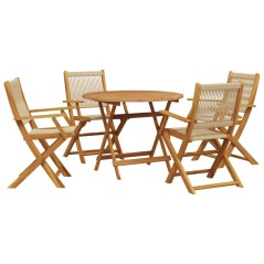 vidaXL 5-tlg. Garten-Essgruppe Polypropylen und Massivholz Beige