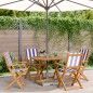 vidaXL 5-tlg. Garten-Essgruppe Stoff und Massivholz Blau und Weiß vidaXL 5-tlg. Garten-Essgruppe Stoff und Massivholz Blau und Weiß