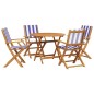 vidaXL 5-tlg. Garten-Essgruppe Stoff und Massivholz Blau und Weiß vidaXL 5-tlg. Garten-Essgruppe Stoff und Massivholz Blau und Weiß