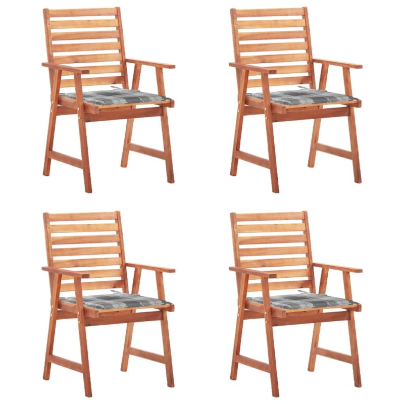 Garten-Essstühle 4 Stk. mit Kissen Massivholz Akazie Garten-Essstühle 4 Stk. mit Kissen Massivholz Akazie