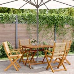vidaXL 5-tlg. Garten-Essgruppe Polypropylen und Massivholz Beige
