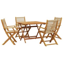 vidaXL 5-tlg. Garten-Essgruppe Polypropylen und Massivholz Beige