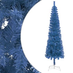 Weihnachtsbaum Schlank mit LEDs & Kugeln Blau 210 cm