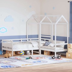 vidaXL Tagesbett und Bank mit Dach Weiß 90x190 cm Kiefernholz