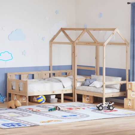 vidaXL Tagesbett und Bank mit Dach 80x200 cm Kiefernholz