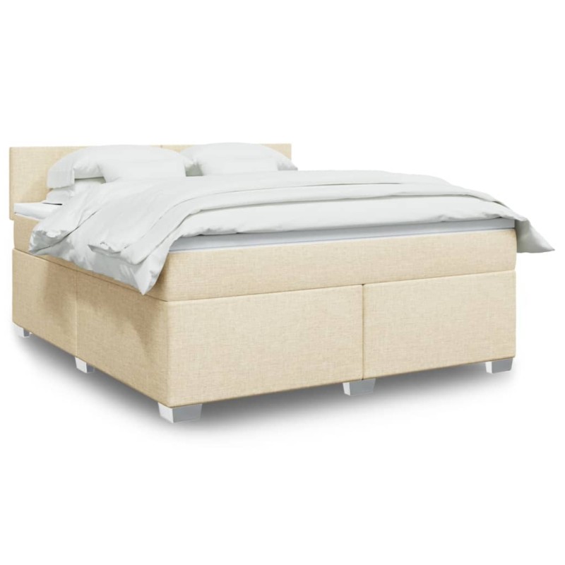 vidaXL Boxspringbett mit Matratze Creme 180x200 cm Stoff vidaXL Boxspringbett mit Matratze Creme 180x200 cm Stoff