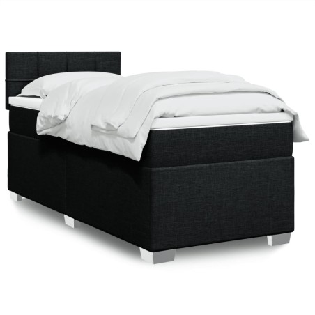 vidaXL Boxspringbett mit Matratze Schwarz 100x200 cm Stoff