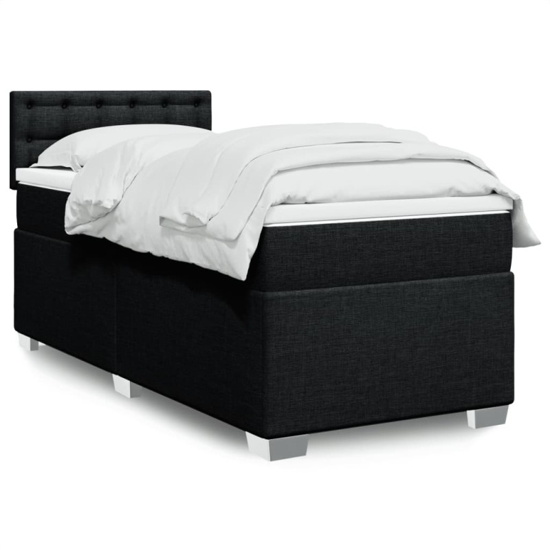 vidaXL Boxspringbett mit Matratze Schwarz 100x200 cm Stoff vidaXL Boxspringbett mit Matratze Schwarz 100x200 cm Stoff
