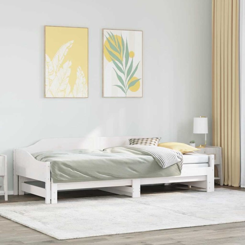 vidaXL Tagesbett Ausziehbar Weiß 80x200 cm Massivholz Kiefer vidaXL Tagesbett Ausziehbar Weiß 80x200 cm Massivholz Kiefer
