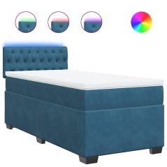 vidaXL Boxspringbett mit Matratze Blau 80x200 cm Samt