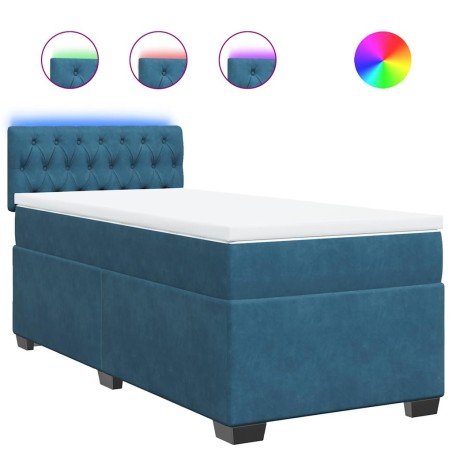 vidaXL Boxspringbett mit Matratze Blau 80x200 cm Samt