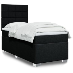 vidaXL Boxspringbett mit Matratze Schwarz 100x200 cm Stoff