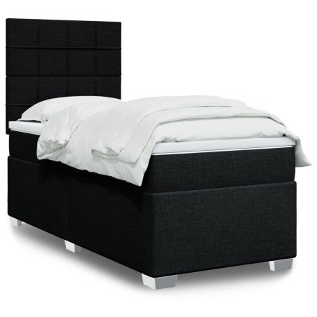vidaXL Boxspringbett mit Matratze Schwarz 100x200 cm Stoff
