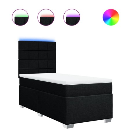 vidaXL Boxspringbett mit Matratze Schwarz 100x200 cm Stoff