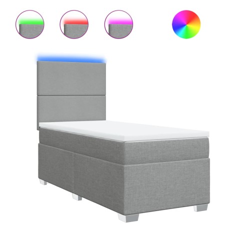 vidaXL Boxspringbett mit Matratze Hellgrau 100x200 cm Stoff