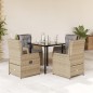 vidaXL 5-tlg. Garten-Essgruppe mit Kissen Beige Poly Rattan vidaXL 5-tlg. Garten-Essgruppe mit Kissen Beige Poly Rattan
