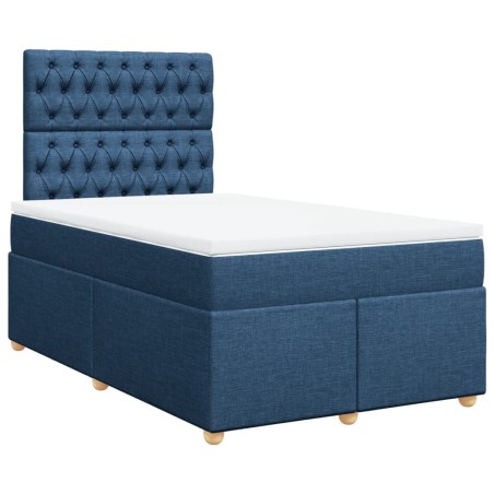 vidaXL Boxspringbett mit Matratze Blau 120x190 cm Stoff