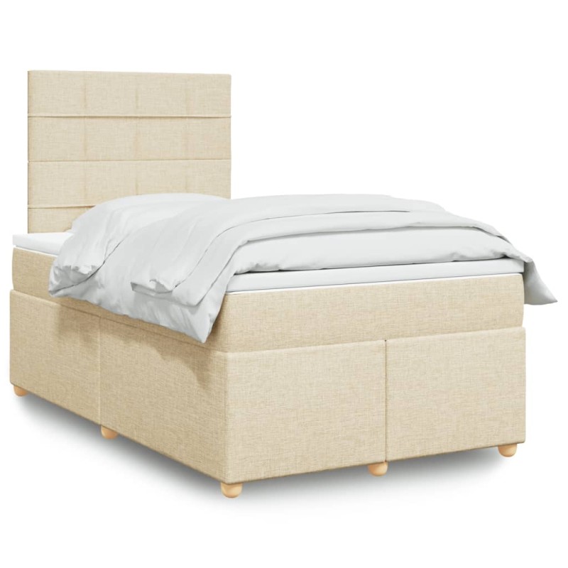 vidaXL Boxspringbett mit Matratze Creme 120x190 cm Stoff vidaXL Boxspringbett mit Matratze Creme 120x190 cm Stoff