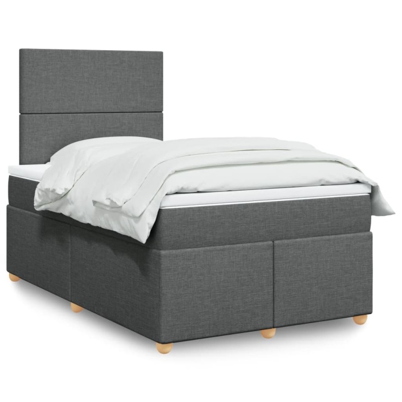vidaXL Boxspringbett mit Matratze Dunkelgrau 120x190 cm Stoff vidaXL Boxspringbett mit Matratze Dunkelgrau 120x190 cm Stoff