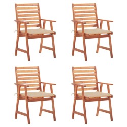 Garten-Essstühle 4 Stk. mit Kissen Massivholz Akazie