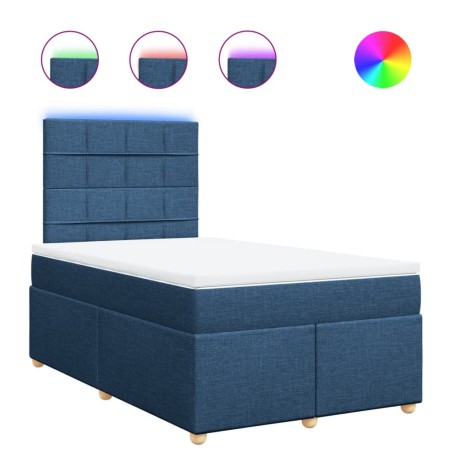 vidaXL Boxspringbett mit Matratze Blau 120x190 cm Stoff