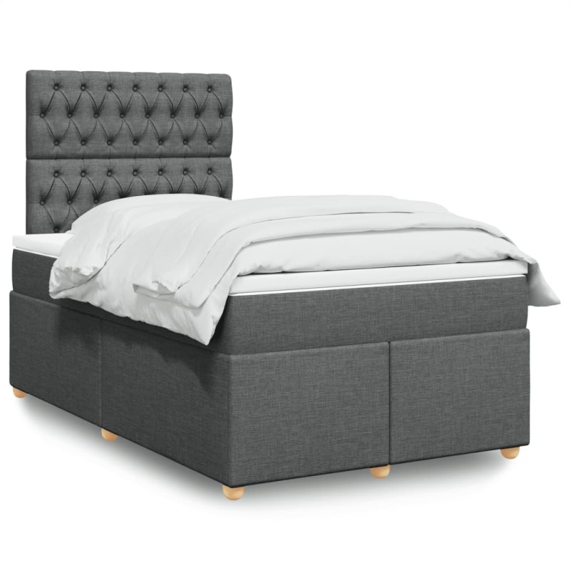 vidaXL Boxspringbett mit Matratze Dunkelgrau 120x190 cm Stoff vidaXL Boxspringbett mit Matratze Dunkelgrau 120x190 cm Stoff
