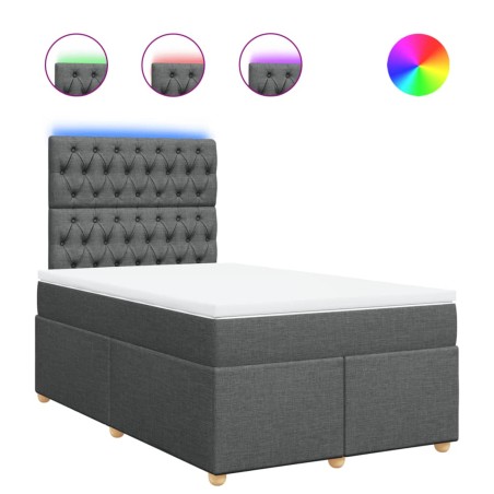 vidaXL Boxspringbett mit Matratze Dunkelgrau 120x190 cm Stoff
